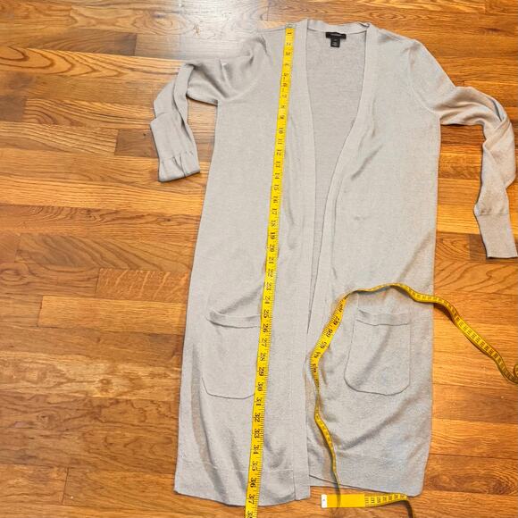 Halogen Womens XS Tan Beige Linen Open Front Long Sleeve Cardigan Corporatecore - Picture 5 of 11